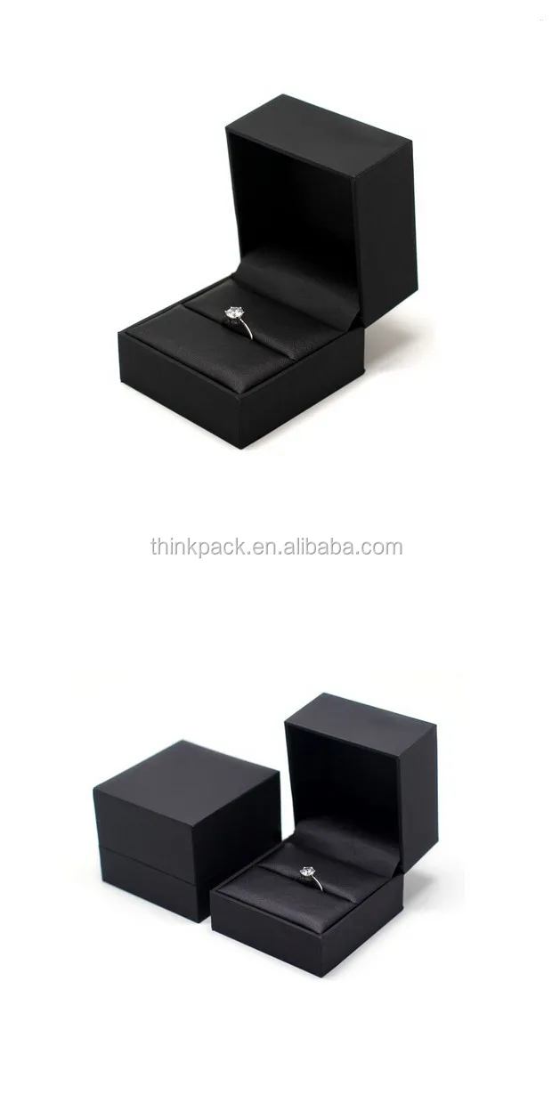 custom black decorative pu leather ring box jewelry boxes