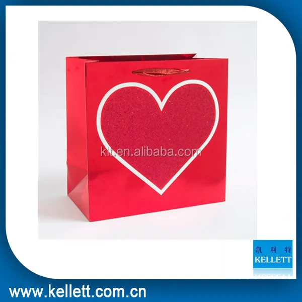 2014 wholesale paper gift bag with handle,glitter valentine