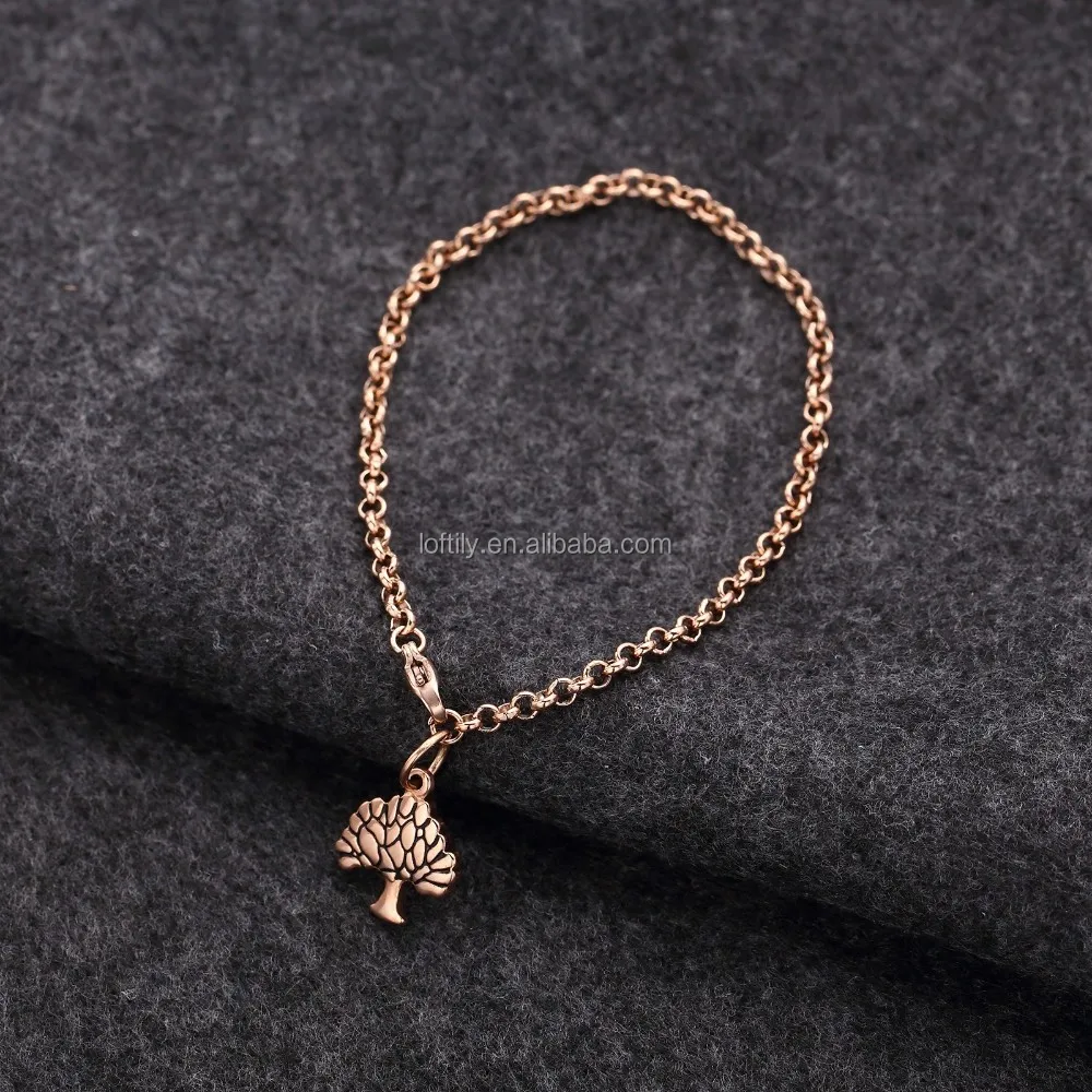 loftily jewelry stainless steel bracelet rose gold silver tree