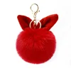 Women Promotional Gift Bag Handbag Accessories Fluffy Ball Plush Artifical Fur Cat Pompom Key Chain Pom Pom