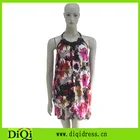 2015 hot selling maxi lady garments printed allover halter dress for women