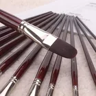 High Quality Synthetic Brushes Set with Short Handle Artist Paint brush,red lacquered handle OEM Nylon Art Paint Brush