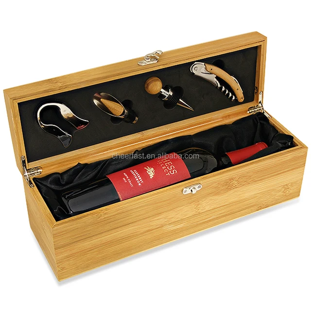 hold 1 bottle bamboo wood wine gift box
