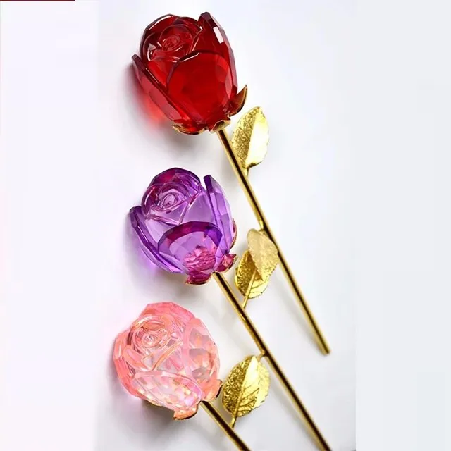 romantic artificial crystal rose flowers valentines day gift