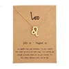 12 Constellations Pendant Necklace Zodiac Sign Necklace Birthday Gifts Message Card for Women Girl