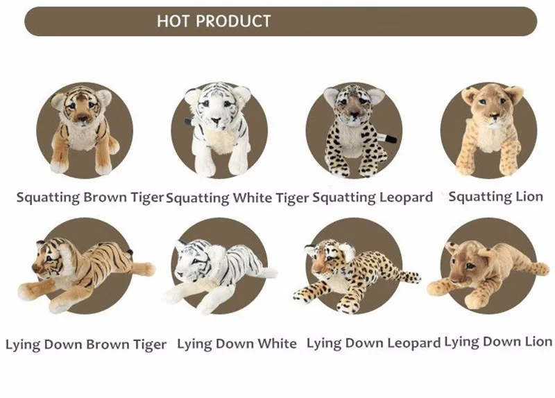 Dorimytrader Soft Stuffed Animals Tiger Plush Toys Pillow Animal Lion Peluche Kawaii Doll Realistic Leopard Cotton Girl Brinquedo Toys Christmas Gift For Children DY61864 (19)