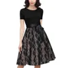 ZH1711L 2018 new design cheap price lace dress vintage black middle length women A-line evening party dress