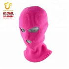 Wholesale winter Knitted custom colored 100% acrylic three 3 holes ski mask outdoor balaclava hood men