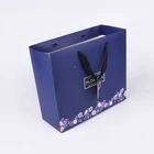 Customize logo printing luxury foldable blue floral shopping fancy cardboard paper gift packaging bags