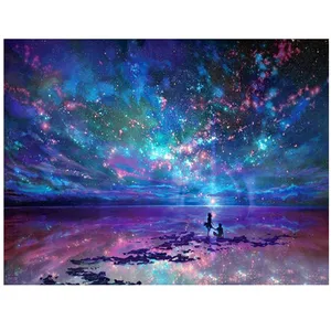 starry night picture beautiful handmade natural scenery painting