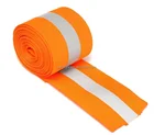 Silver Reflective Tape Safty Strip Sew on Lime Synth Fabric Orange