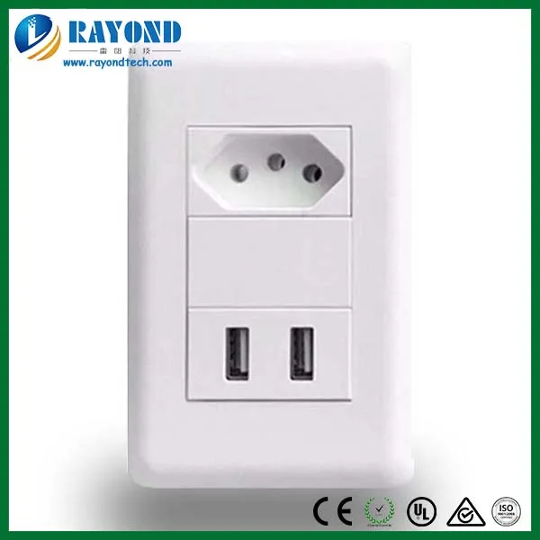 Brazilian Wall Mount Power Socket With 5v/2100ma Twin Usb Charging Ports Buy Brazilian Usb