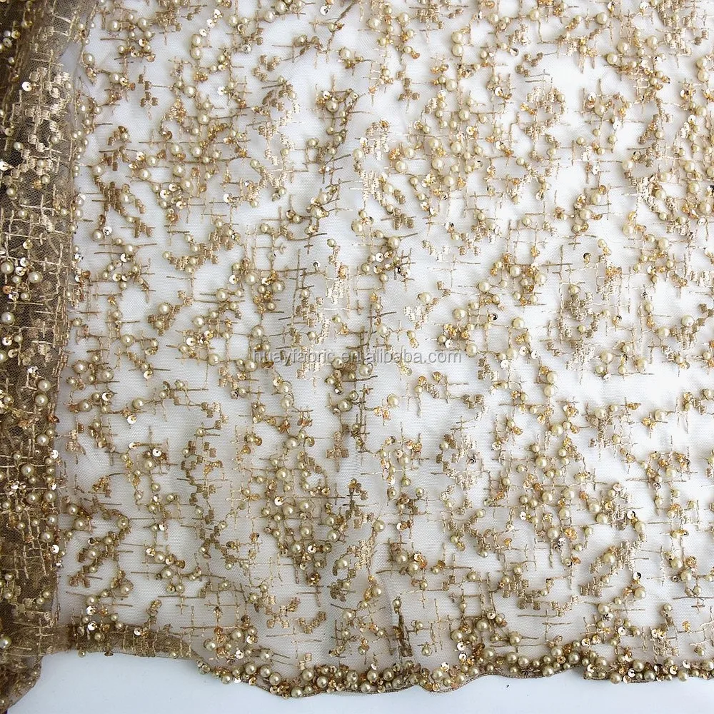 gold french lace fabric