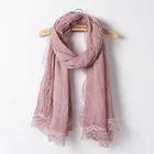 2019 new fashion long soft women plain cotton silk head hijab scarves