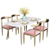 Modern nordic marble dining table prices, white marble top dining table gold leg set
