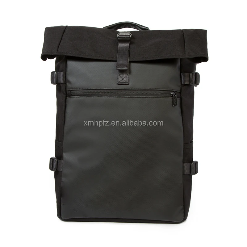 Canvas Backpack Shoulder Diagonal Casual Large Capacity Multi-Function Mens Bag Travel Hiking Bag Black Brown 36-55L Long 32 Wide 27 High 46CM