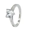 925 Silver shiny rhodium plated heart shaped Cz Ring