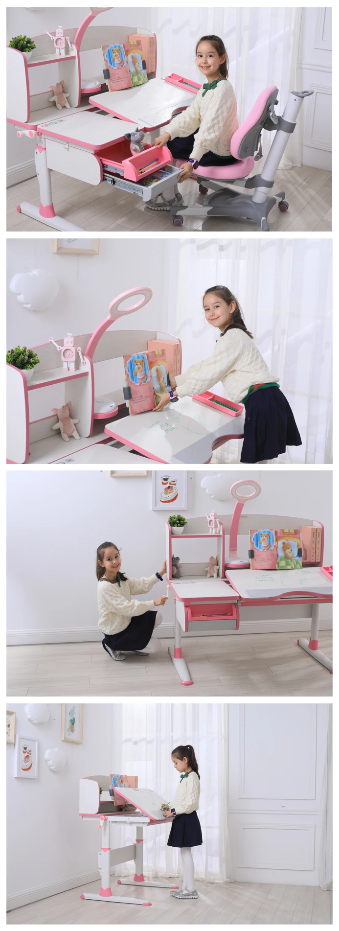 Learning Desk And Chair For Children School Student Reading Writing Drawing