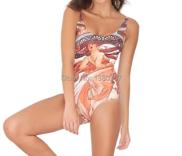 Fashion Cartoon goddess comic digital printing pictures good elastic one-piece swimwear swimsuit for sexy girls wholesale