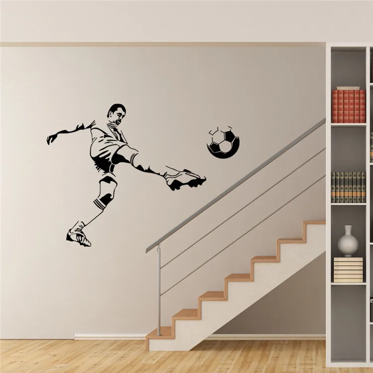 2018 New Man Kick Football Wall Stickers Personality Living Room Bedroom Boys Room Decor Pvc Waterproof Removable Wall Decals Buy Kick Football Wall