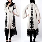 2017 Fashion Design Lace Abaya Embroidered Cardigan Abaya Wholesale