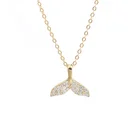18K gold plated Mermaid Dolphin Tail Necklace Whale Tail Charm Pendant Necklaces A1369