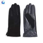 Fashion Women Winter Warm sheepskin suede black leather Gloves