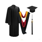 Graduation Unisex Gown Hat Choir Black Robe Clergy Costume