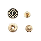 Fashion design customized logo engraved metal gold prong snap button for shirts