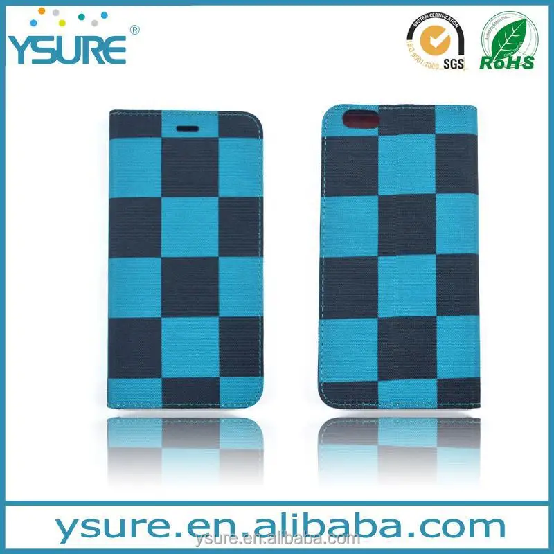Blue Chess Pattern Fabric Book Style Leather Phone Case For Lenovo P90 with PVC ID and credit card slots