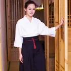 white Japanese kimono restaurant classic japanese waiter / waitress uniform Oblique placket sushi bar uniform design