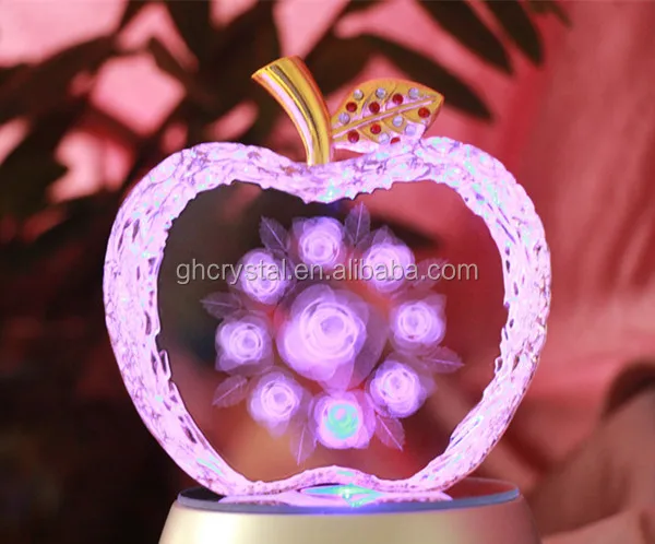 fashion crystal gift apple shape crystal memento wedding gift