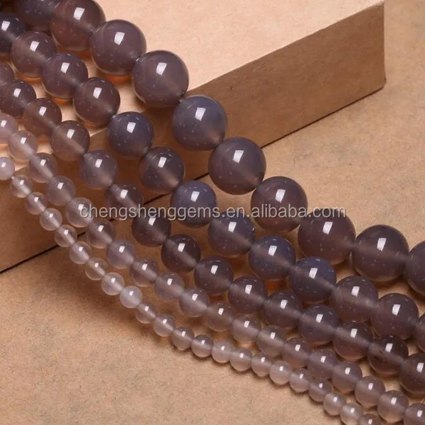 4-14mm natural round smooth grey/brown agate gemstone beads for