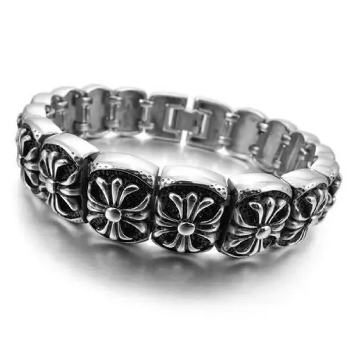 New Arrival Hot Sale Fashion Chic Gothic & All-Purpose Style Cross Bradge Bracelets Made By Stainless Steel With Length 8.46inch