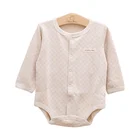 100% organic cotton jacquard star long sleeve baby jumpsuits with ring snaps