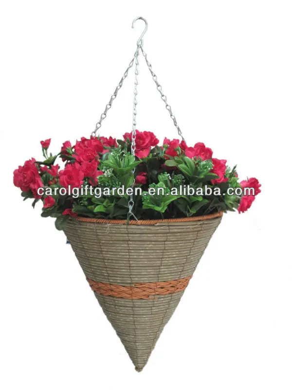 wicker planter - wicker hanging basket - wicker hanging flower