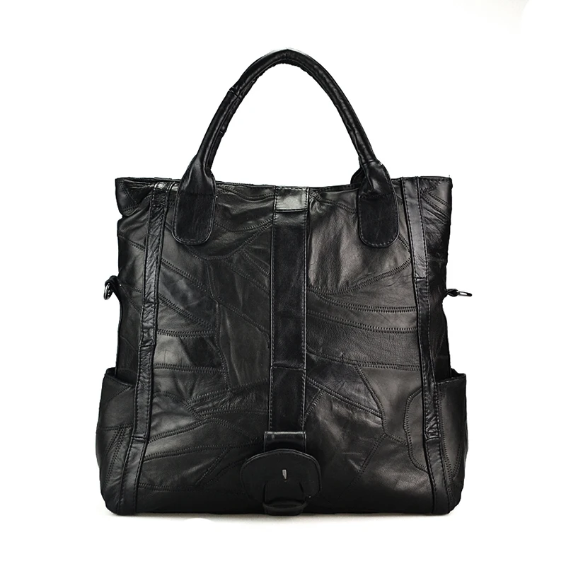 2015 summer bag leather handbag bag stitching paragraph tide foreign portable Shoulder Satchel commuter soft leather