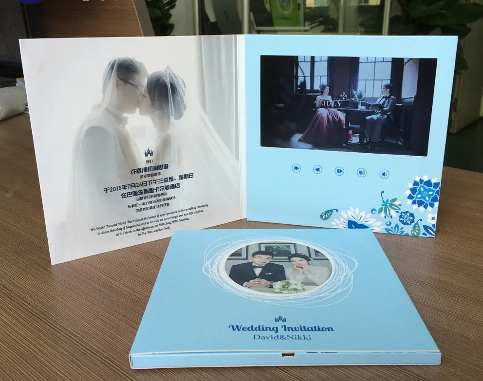 a5 digital chinese lcd video wedding invitation card gifts for