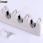Plastic mop and broom holder 3 positions with 4 hooks