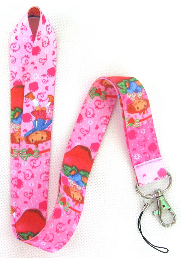 10pcs Anime Cartoon strawberry shortcake Girl Printed LANYARD,ID MP3 Key Chains Cell TelePhone Neck Strap Squishy LANYARDS #I002