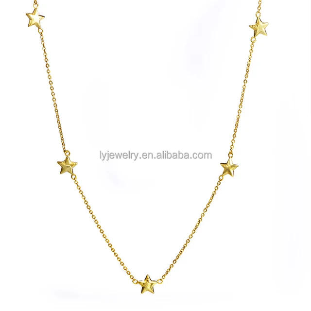 petite 925 sterling silver star necklace gold chain link