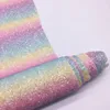(BY6053) Pastel Rainbow Chunky Glitter Fabric For Hair Bows Bags DIY Material