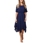 2019 New Listing Fashion Clothing Irregular Hem Short Sleeve Women Casual Summer Dress