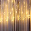 China supplier Warm white 12 big stars led string fairy light 3M 138Leds curtain light Christmas home lighting Ramadan