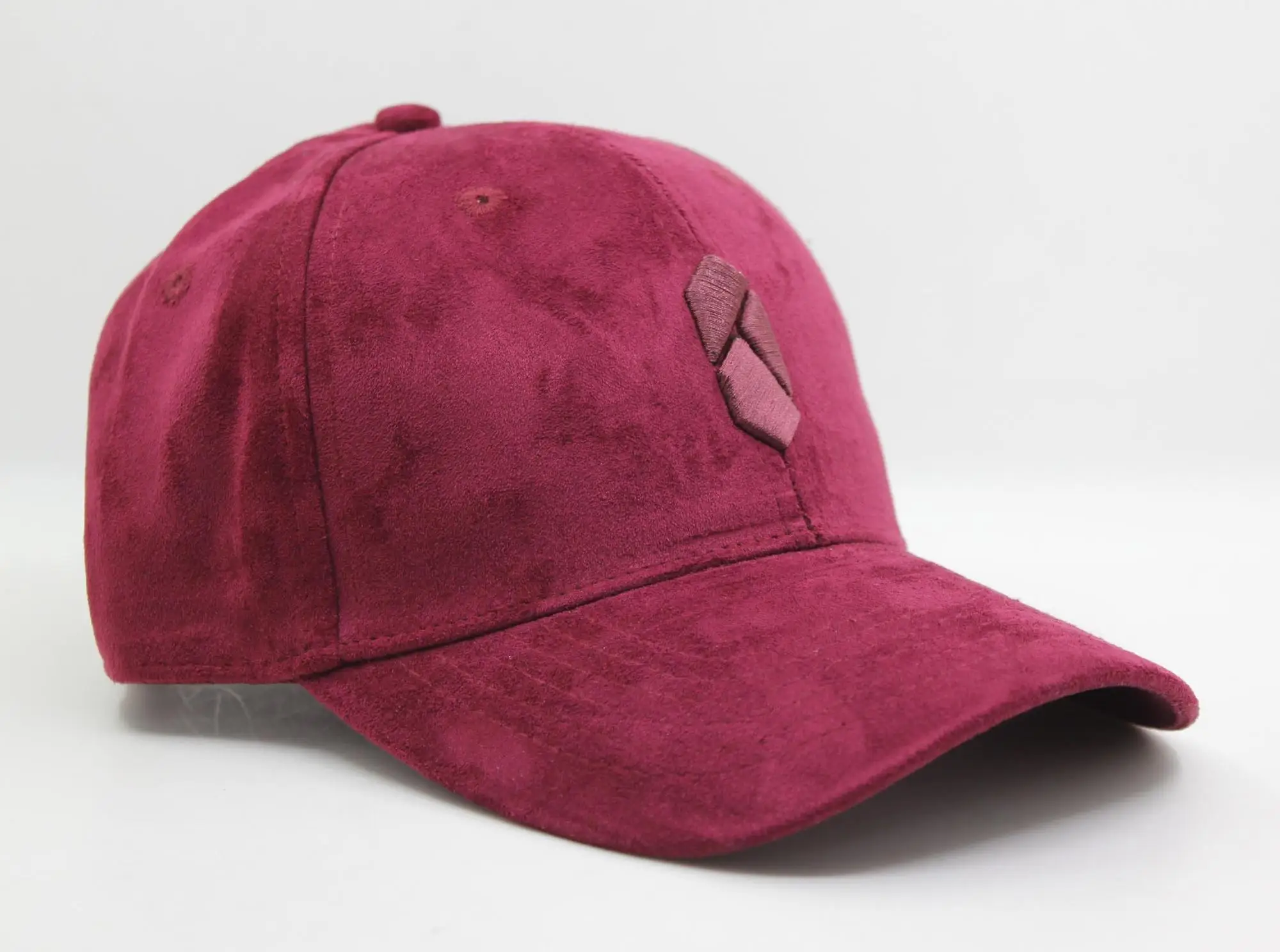 Wholesale 6 panel suede baseball cap with custom 3d embroidery logo