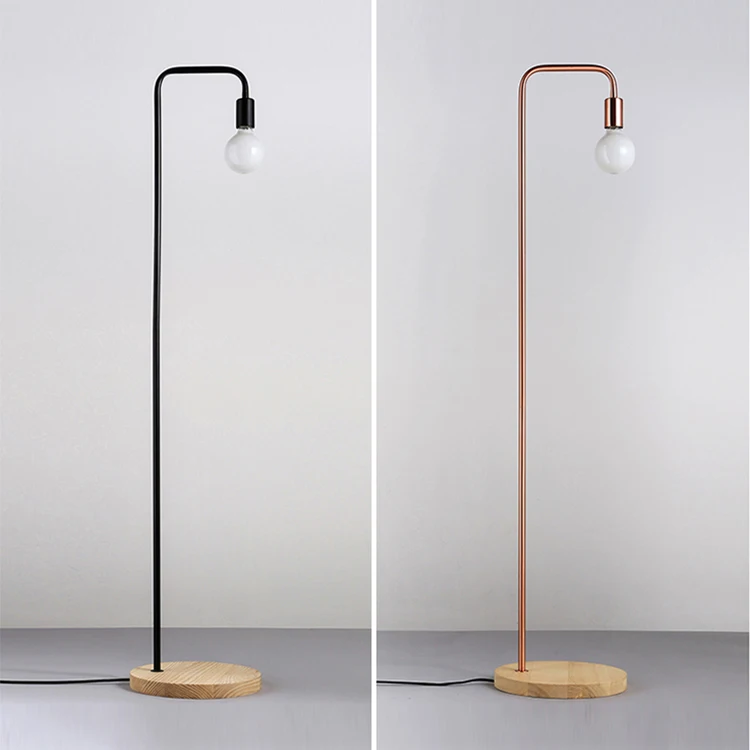 Energy Saving Simple Wooden Base Metal Floor Lamp Stand For Sale