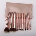 Rose Golden Makeup Brush for Women with Soft Cosmetic Bag 11pcs Compact Make up Brush Set