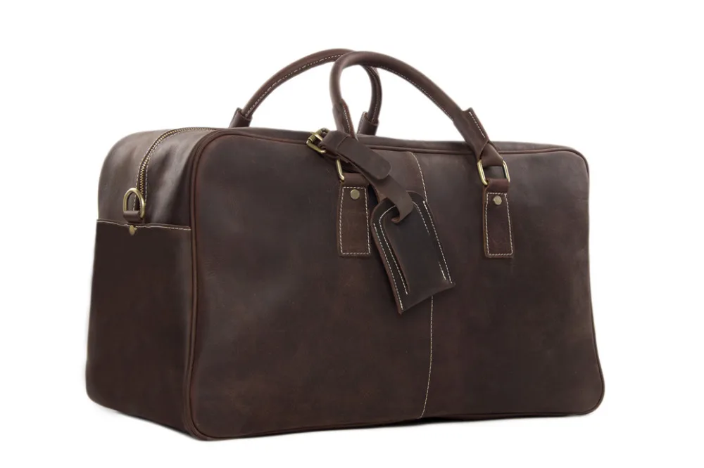 ROCKCOW 20'' Super Large Leather Travel Bag Leather Duffle Bag Laptop Weekender Bag Overnight Bag 2014 New Arrival 7156