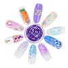 12pcs/set Full beauty 3D Glitter purple Nail Art sticker Decorations Sequins Tips Manicure DIY nail Sticker Hot- selling