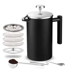 French Press Coffee Maker (34-Oz) Stainless Steel Double Wall - Extra Components